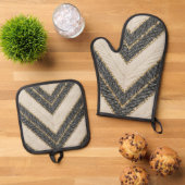 Chevron Zigzag Glam Patroon Ovenwant & Pannenlap Set (Top down)
