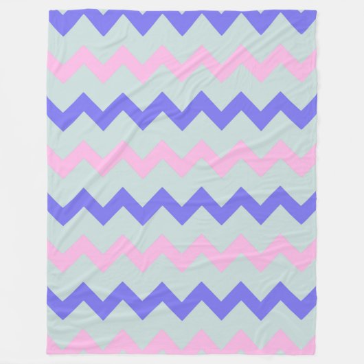 Chevron zigzag ijsblauwe roze kobalt fleece deken (Voorkant)