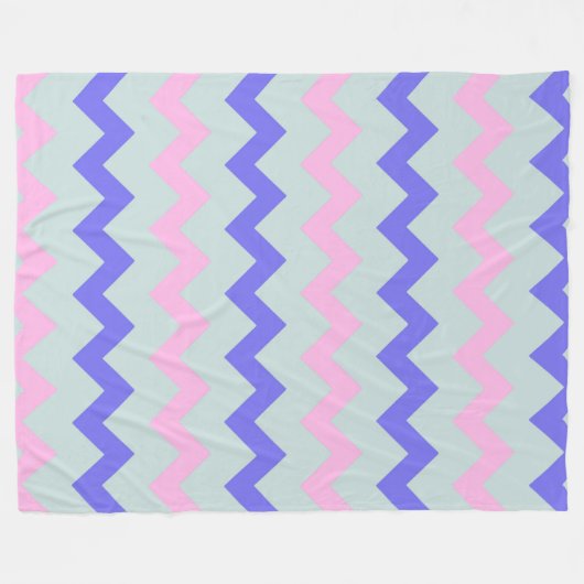 Chevron zigzag ijsblauwe roze kobalt fleece deken (Voorkant (Horizontaal))