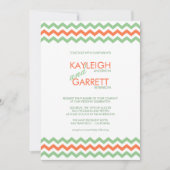 Chevron ZigZag Mint Oranje Wedding Invitations Kaart (Voorkant)