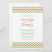 Chevron ZigZag Mint Oranje Wedding Invitations Kaart (Voorkant / Achterkant)