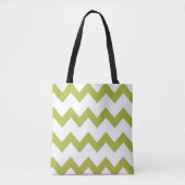 Chevron zigzag ontwerp groen wit tote bag (Voorkant)