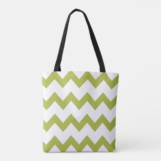 Chevron zigzag ontwerp groen wit tote bag (Achterkant)