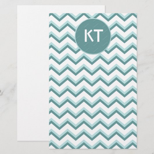 Chevron ZigZag patroon in Mint Green Briefpapier (Voorkant / Achterkant)