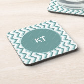 Chevron ZigZag patroon in Mint Green Drankjes Onderzetter (Linkerzijde)