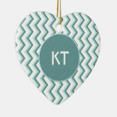 Chevron ZigZag patroon in Mint Green Keramisch Ornament (Rechts)