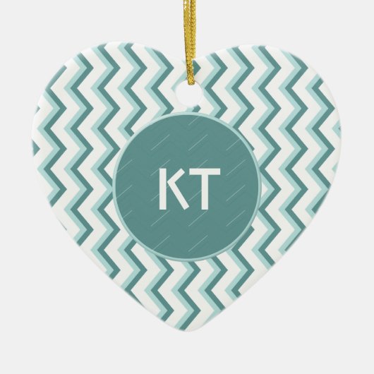 Chevron ZigZag patroon in Mint Green Keramisch Ornament (Voorkant)