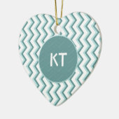 Chevron ZigZag patroon in Mint Green Keramisch Ornament (Links)