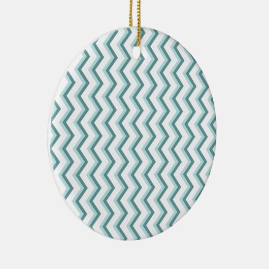 Chevron ZigZag patroon in Mint Green Keramisch Ornament (Rechts)