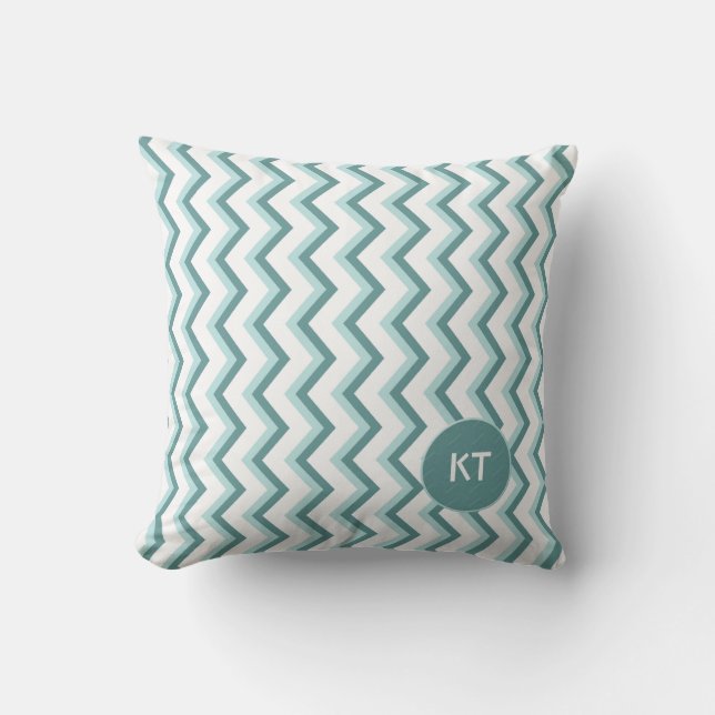 Chevron ZigZag patroon in Mint Green Kussen (Voorkant)