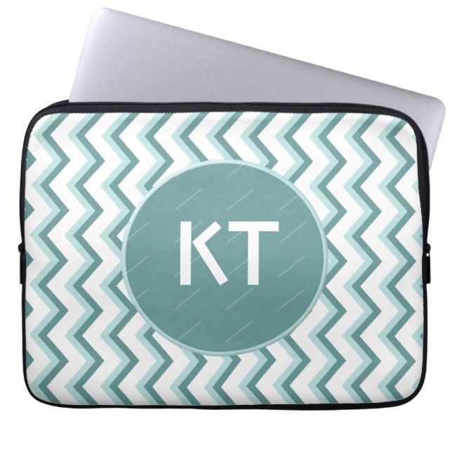 Chevron ZigZag patroon in Mint Green Laptop Sleeve (Voorkant)