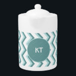 Chevron ZigZag patroon in Mint Green Theepot<br><div class="desc">Stijlvol en trendy modern monogram zigzag Chevron patroon. Hier weergegeven in Mint Green voor die totaal chique look</div>