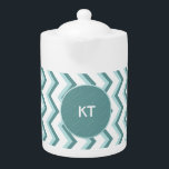 Chevron ZigZag patroon in Mint Green Theepot<br><div class="desc">Stijlvol en trendy modern monogram zigzag Chevron patroon. Hier weergegeven in Mint Green voor die totaal chique look</div>