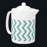 Chevron ZigZag patroon in Mint Green Theepot<br><div class="desc">Stijlvol en trendy modern zigzag Chevron patroon. Hier weergegeven in Mint Green voor die totaal chique look</div>