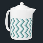 Chevron ZigZag patroon in Mint Green Theepot<br><div class="desc">Stijlvol en trendy modern zigzag Chevron patroon. Hier weergegeven in Mint Green voor die totaal chique look</div>
