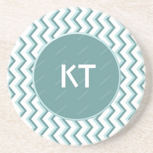 Chevron ZigZag patroon in Mint Green Zandsteen Onderzetter (Voorkant)