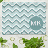 Chevron ZigZag Patroon in Mint Groen - Gepersonali Theedoek (Gevouwen)