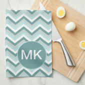 Chevron ZigZag Patroon in Mint Groen - Gepersonali Theedoek (Quarter Fold)