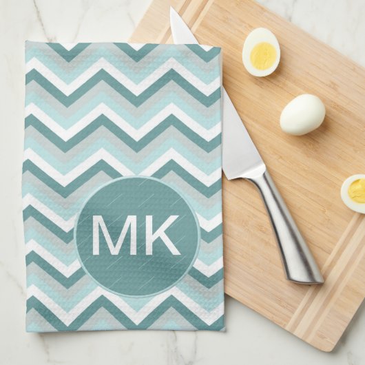 Chevron ZigZag Patroon in Mint Groen - Gepersonali Theedoek (Quarter Fold)