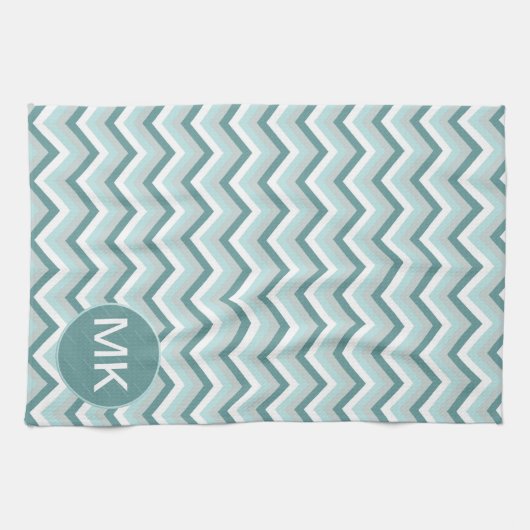 Chevron ZigZag Patroon in Mint Groen - Gepersonali Theedoek (Horizontaal)
