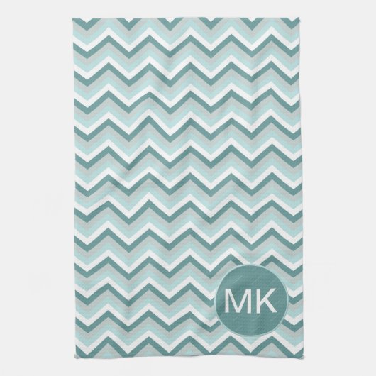 Chevron ZigZag Patroon in Mint Groen - Gepersonali Theedoek (Verticaal)
