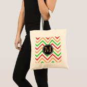 Chevron Zigzag Pattern Monogram Colorful Tote Bag (Voorkant (product))