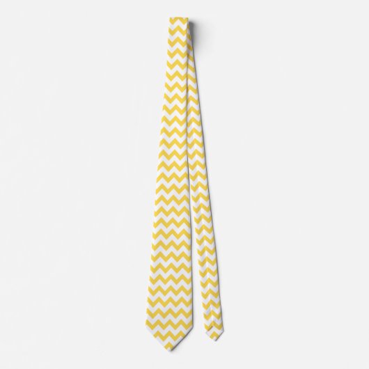 Chevron ZigZag Pattern Mustard Yellow White Chic Stropdas (Voorkant)