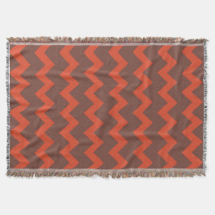 Chevron zigzag rood bruin deken