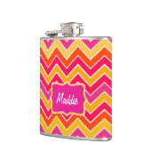 Chevron zigzag roze oranje heupkolf heupfles (Links)