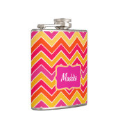 Chevron zigzag roze oranje heupkolf heupfles (Rechts)