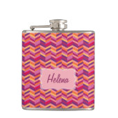 Chevron zigzag roze oranje heupkolf heupfles (Voorkant)