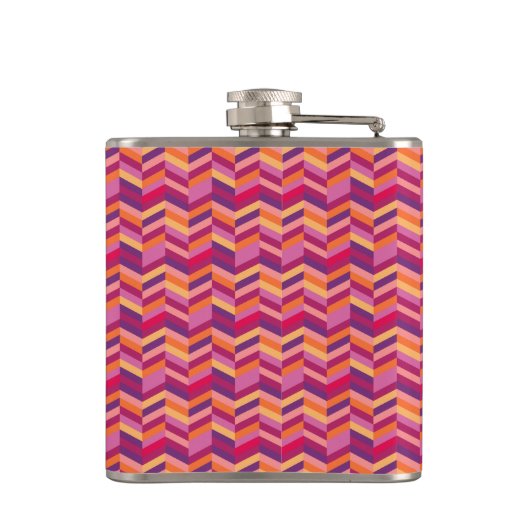 Chevron zigzag roze oranje heupkolf heupfles (Achterkant)