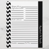 Chevron Zigzag Striped Recipe Sheets - Black White (Voorkant)