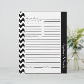 Chevron Zigzag Striped Recipe Sheets - Black White (Staand voorkant)