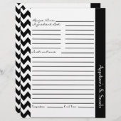 Chevron Zigzag Striped Recipe Sheets - Black White (Voorkant / Achterkant)