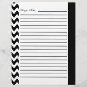 Chevron Zigzag Striped Recipe Sheets - Black White (Achterkant)