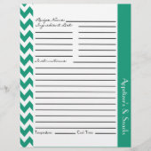 Chevron Zigzag Striped Recipe Sheets - Blauwgroen (Voorkant)
