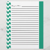 Chevron Zigzag Striped Recipe Sheets - Blauwgroen (Achterkant)