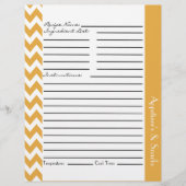 Chevron Zigzag Striped Recipe Sheets - Geel (Voorkant)