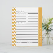 Chevron Zigzag Striped Recipe Sheets - Geel (Staand voorkant)