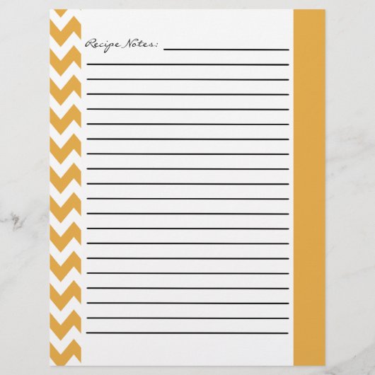Chevron Zigzag Striped Recipe Sheets - Geel (Achterkant)
