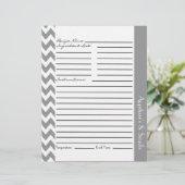 Chevron Zigzag Striped Recipe Sheets - Grey (Staand voorkant)