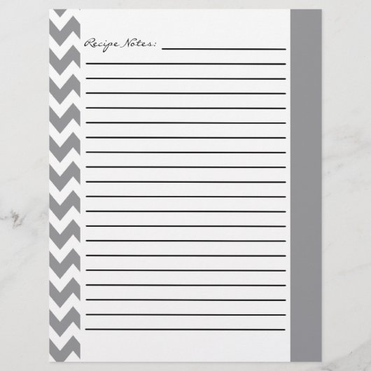Chevron Zigzag Striped Recipe Sheets - Grey (Achterkant)