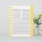 Chevron Zigzag Striped Recipe Sheets - Lemon (Staand voorkant)