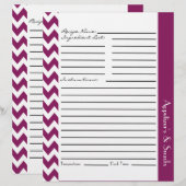 Chevron Zigzag Striped Recipe Sheets - Plum (Voorkant / Achterkant)