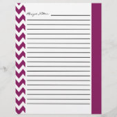 Chevron Zigzag Striped Recipe Sheets - Plum (Achterkant)