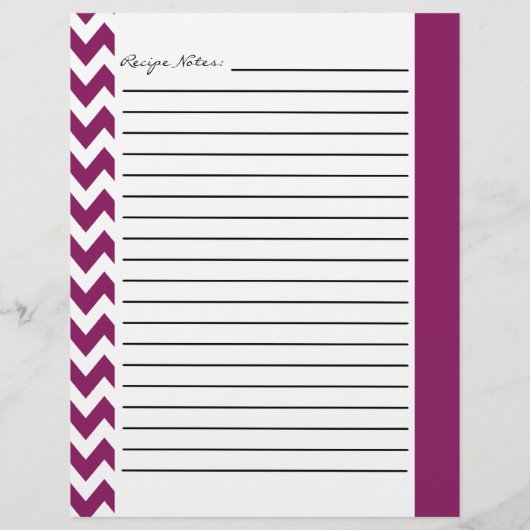 Chevron Zigzag Striped Recipe Sheets - Plum (Achterkant)
