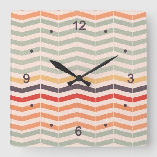  Chevron Zigzag Stripes Vierkante Klok (Voorkant)