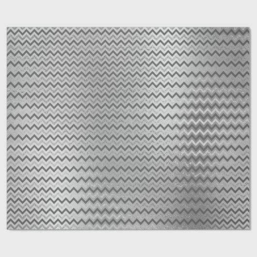 Chevron Zilver Grijs Strepen Lijnen Zig Zag Lux Cadeaupapier (Vlak)