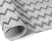 Chevron Zilver Grijs Strepen Lijnen Zig Zag Lux Cadeaupapier (Rol Hoek)